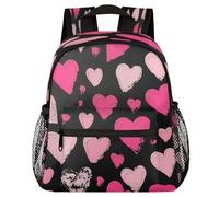 VQUVQV Mochila para niños y niñas, mochila de jardín de infantes, mochila escolar, mochila de viaje, mochila de viaje para niños de 3 a 8 años, Corazones negros y rosados