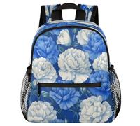 VQUVQV Mochila para niños y niñas, mochila de jardín de infantes, mochila escolar, mochila de viaje, mochila de viaje para niños de 3 a 8 años, Claveles azules y blancos