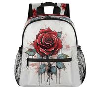 VQUVQV Mochila para niños y niñas, mochila de jardín de infantes, mochila escolar, mochila de viaje, mochila de viaje para niños de 3 a 8 años, Red Rose Splashes of Ink