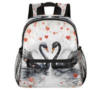 VQUVQV Mochila para niños y niñas, mochila de jardín de infantes, mochila escolar, mochila de viaje, mochila de viaje para niños de 3 a 8 años, Cisnes negros con corazones