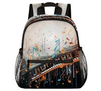 VQUVQV Mochila para niños y niñas, mochila de jardín de infantes, mochila escolar, mochila de viaje, mochila de viaje para niños de 3 a 8 años, Clave de piano abstracta retro y nota musical