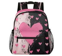 VQUVQV Mochila para niños y niñas, mochila de jardín de infantes, mochila escolar, mochila de viaje, mochila de viaje para niños de 3 a 8 años, Corazones rosas y negros
