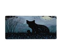 VQUVQV Mystic Moon Cat Silhouette Art - Alfombrilla de mouse grande para juegos, alfombrilla protectora de escritorio con base de goma antideslizante para teclado, para el trabajo, la oficina y el
