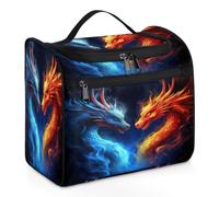 VQUVQV Neceser colgante, bolsa grande de viaje, organizador de maquillaje para mujeres y hombres, Dragón rojo y azul