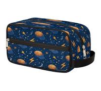 VQUVQV Neceser de viaje, para ducha, baño, maquillaje, organizador de cosméticos con asa, para mujeres y hombres, Baloncesto con rayo