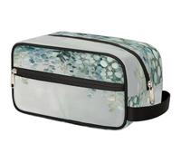 VQUVQV Neceser de viaje, para ducha, baño, maquillaje, organizador de cosméticos con asa, para mujeres y hombres, Hoja de eucalipto de acuarela