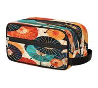 VQUVQV Neceser de viaje, para ducha, baño, maquillaje, organizador de cosméticos con asa, para mujeres y hombres, Colorido estampado de paraguas japonés