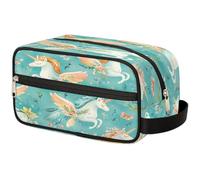 VQUVQV Neceser de viaje, para ducha, baño, maquillaje, organizador de cosméticos con asa, para mujeres y hombres, Unicornio de