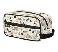 VQUVQV Neceser de viaje, para ducha, baño, maquillaje, organizador de cosméticos con asa, para mujeres y hombres, Escena de pueblo de invierno