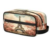 VQUVQV Neceser de viaje, para ducha, baño, maquillaje, organizador de cosméticos con asa, para mujeres y hombres, Pintura artística de la Torre Eiffel de París
