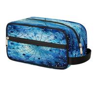 VQUVQV Neceser organizador de maquillaje, neceser de viaje de gran capacidad, Telaraña azul abstracta, Neceser