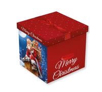 VR Angel - Caja de regalo cuadrada de Papá Noel de 27,5 x 28 cm, con asas de cinta, lazo y etiqueta, perfecto para regalos de Navidad, cumpleaños, bodas, baby shower