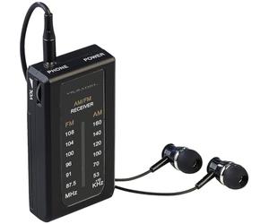 VR-Radio Bolsillo: Mini Radio Transistor FM/Am, Larga duración, Clip de Metal, hasta 30 Horas de duración (pequeña, Am, Chaqueta)