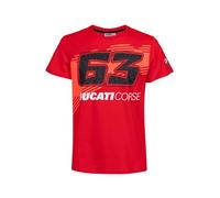 VR46 Camiseta 63 Ducati Corse Dual Pecco Bagnaia Moto GP Oficial Hombre Rojo, rojo, M