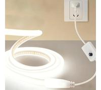 Vrabocry Regulable 220V COB 5M LED LED con regulador de intensidad de neón 288LEDs/M impermeable blanco natural 4000 K iluminación de jardín Home Bar Iluminación Flexible Lámpara LED