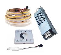 Vrabocry Tira de luces LED de Cob ws2811 24 V para carreras de caballos secuenciales con controlador de panel táctil RF, 24 V, 100 W, fuente de alimentación, juego de 5 m (blanco natural)