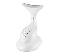 VRAIKO Iris Masajeador de Cuello y Cara, Herramienta de Esculpido Facial con Base de Carga, Masaje Microcorriente para Elevación, LEDs Triple-Acción y Calor para Mejor Absorción (Blanco)