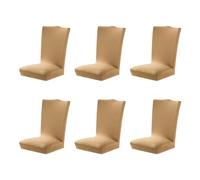 vreplrse 6 unids/set fundas para sillas sillas de elasticidad y superficie lisa con estilo funda de asiento de silla elástica de poliéster fácil de cuidar, Bronceado suave