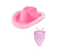 vreplrse Artículos brillantes para fiestas de cumpleaños con sombrero de vaquero rosa, ideas disfraces vaquera para adultos, decoración habitación preppy, sombrero vaquero ligero estético,