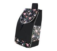 vreplrse Bolsa para Carrito de Mano Plegable, Bolsa para Carrito de Compras Oxford Impermeable, Viaje (no Incluye carritos Compras). Se pliega fácilmente por la Mitad, Flor Negra, 30x19x55cm