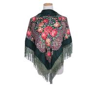 vreplrse Bufanda con borlas para mujer, bufanda estampada de amplia aplicación y que no se desprende, bufanda con estampado Retro de invierno, sin hilos sueltos étnicos, Ejercito verde