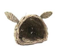 vreplrse Cama de Hierba para Conejos, acogedora cabaña de Hierba, Juguete, Nido Tejido a Mano para el Descanso Mascotas. El Nido Paja Natural con Forma Cabeza Conejo es un hogar cómodo para