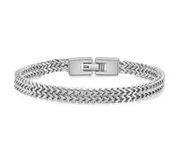 vreplrse de Color sólido de 19cm/21cm, Brazalete de Doble Capa de Acero de Titanio, joyería para Hombres, Cadena de Mano con quilla Trenzada con Hebilla, Acero, 19CM