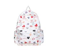 vreplrse Mochila de viaje para estudiantes para mujer, mochila suave y versátil japonesa con tela de poliéster espacial de gran capacidad, Amor blanco