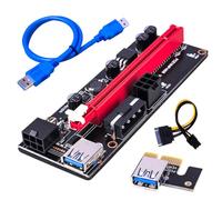vreplrse Ordenador de minería PCI-E 1x a 16x, Tarjeta adaptadora, Tarjeta de expansión, indicador LED de Velocidad rápida, Extensor PCI-, Equipo minero, Cable USB Azul
