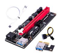 vreplrse Ordenador de minería PCI-E 1x a 16x, Tarjeta adaptadora, Tarjeta de expansión, indicador LED de Velocidad rápida, Extensor PCI-, Equipo minero, Cable USB Blanco