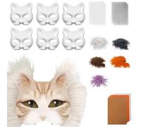 vreplrse Para Máscara de gato para Halloween con lámina de fieltro y piel, kit para hacer mascarillas, mallas de papel para ojos y pegatinas de gemas, do