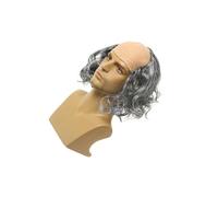 vreplrse Peluca de científicos Locos calvos Peluca de Anciano Accesorio para Fiesta Halloween Experiencias memorables Ligero Cómodo para Todos Científicos Locos Anciano Calvo, Pelo Rizado Gris