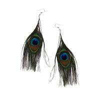 vreplrse Pendientes colgantes originales para hombre con impresionantes plumas de pavo real multicolores. Ideales para un hippie moderno. Fáciles de llevar. Estos fantásticos pendientes están
