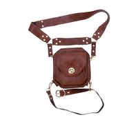 vreplrse Riñonera Medieval con cinturón Ajustable, Ideal para Cosplay y Halloween. Ideal para Hombres, Cosplay, Escalada, Cuero sintético y Bolsa para Larp, marrón, Bolsa 15x16x6.5cm