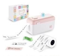 vretti Impresora de Etiquetas portátil Recargable Impresora de Etiquetas Bluetooth para el hogar, Escuela y Oficina, Compatible con Android e iOS (3 Rollos de Papel)