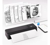 vretti Impresora Portátil A4 Impresora Térmica Portátil A4 para Viaje Conexión Bluetooth para Smartphones Compatible con Android/iOS, Impresora de Viaje para el Hogar Aprendizaje