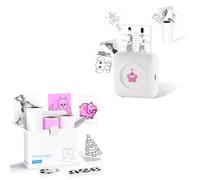 vretti Mini Impresora de Etiquetas Bluetooth TP2-Y, 3 Rollos de Etiquetas Blanco-Rosa Opcionales, Compatible con Android e iOS, Impresora térmica portátil para Notas, Diarios, Fotos, Manualidades