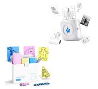 vretti Mini Impresora térmica TP2-Y Adhesiva Compatible Android/iOS, Mini Impresora Foto con 10 Rollos, 3 Rollos Amarillo-Rosa-Azul Opcionales, portátil para iPhone, Notas, Diarios y Viajes