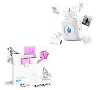 vretti Mini Impresora térmica TP2-Y de Pegatinas Compatible Android e iOS, Mini Impresora de Fotos con 10 Rollos, 3 Rollos Blanco-Rosa Opcionales, portátil para iPhone, Notas, Diarios y Viajes