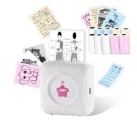 vretti Mini Impresora Térmica TP2-Y, Impresora de Pegatinas Compatible con Android e iOS, Mini Impresora de Fotos con 10 Rollos de Etiquetas, Impresora de Bolsillo Portátil para iPhone Notas de
