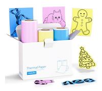 Vretti Papel Impresora Termica, 57 x 30 mm, Papel Térmico Autoadhesivo, para mini Impresoras TP6-S/TP2-Y/TP6, Ideal para Foto, Estudio, Diario, Nota, Lista, 3 Rolls, (Polvo/Amarillo/Azul)