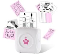 vretti TP2-Y Mini Impresora térmica de Mano Compatible con Android e iOS con 5 Rollos de Etiquetas, Impresora Bluetooth para iPhone, Lista de Trabajo, Notas, Fotos, Bricolaje