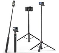 VRIG TP21 - Palo Selfie telescópico Largo con trípode, Agarre Impermeable, para cámaras de acción Insta360 GoPro Hero 10 9 8 7 6 5 4 3 2, Fusion, MAX, Session, AKASO, SJCAM, dji OSMO