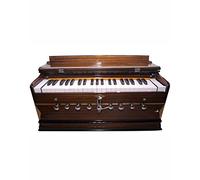 VRINDAVANBAZAAR.COM Harmonium Pro Grade, 9 tapas 3 ½ ottave, colore teak, custodia morbida, basso/ancia maschile accordata- 440 Hz, Adecuado para Bhajan, Kirtan, Shruti, Mantra