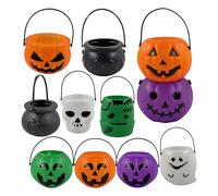Vriusi 11pcs Halloween Pumpkin Jar, Halloween Candy Bucket, Candy Bucket Pumpkin Ghost Trick or Treat Party Bags, Portable Trick or Treat Pail, Reusable Candy Bags for Trick or Treating