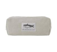 Vriusi Animal Pencil Pouch, Shark Embroidered Pencil Bag, Corduroy Shark Stationery Pouch, Portable Pen Pouch, Cute Pen Bag, Cute Big Shark Square High-Value Stationery Storage Bag, Light Gray,