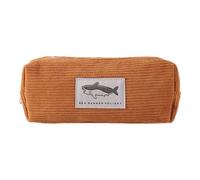 Vriusi Animal Pencil Pouch, Shark Embroidered Pencil Bag, Corduroy Shark Stationery Pouch, Portable Pen Pouch, Cute Pen Bag, Cute Big Shark Square High Value Stationery Storage Bag, marrón claro, Se