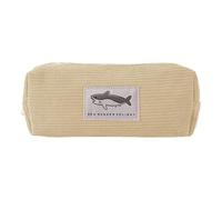 Vriusi Animal Pencil Pouch, Shark Embroidered Pencil Bag, Corduroy Shark Stationery Pouch, Portable Pen Pouch, Cute Pen Bag, Cute Big Shark Square High-Value Stationery Storage Bag, Beige Yellow,