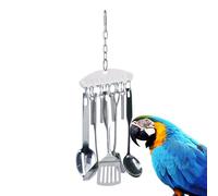 Vriusi Bird Chew Toy For Parrot, Stainless Steel Parrot Toy, Spoon Ring Toy, Bird Gnawing Toys, Conure Toys, Finch Toys, Cockatoo Toys, Budgie Toys, Lovebird Toys, Bird Foraging Toys,