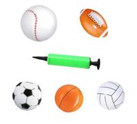 Vriusi Blow Up Sports Balls, 5X Beach Balls Bulk with 1 Pump, Outdoor Bouncy Toy for Kids, Boys, Girls, Adults, Swimming Pool Toys, Fun Summer Activity, Inflatable Beach Ball Set